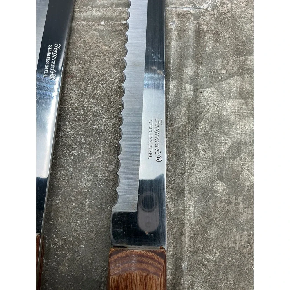 Vintage Forgecraft Washington Forge 5 Piece Knife Set with Wood Wall Block Japan